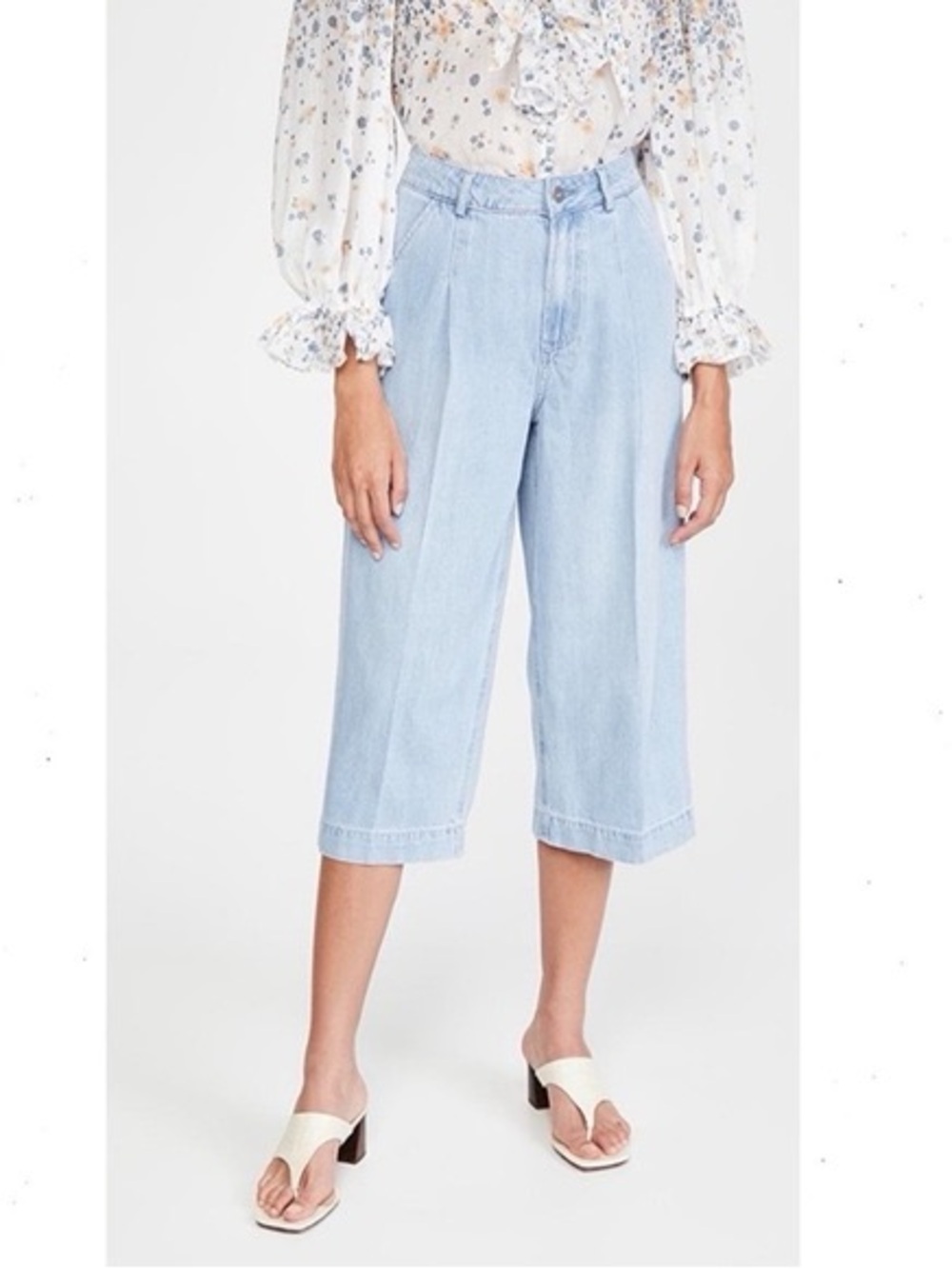 Paige Clarice Ultra High-Rise Pintucked Culotte Jeans in Fauna BNWT Size 30